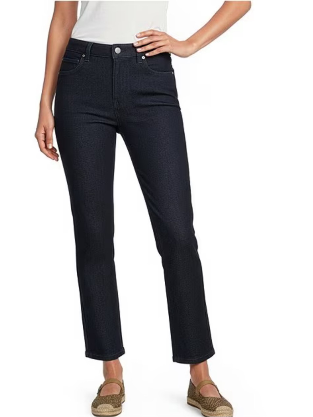 Eileen Fisher High-Rise Straight Organic Cotton Jeans Size 14 Made in USA